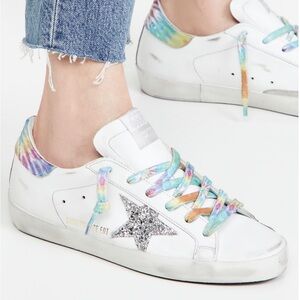Golden Goose Deluxe Brand Superstar Sneakers Tie Dye in white/silver/multicolor